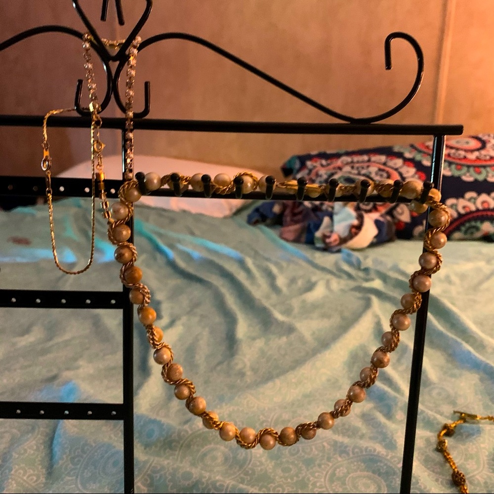 vintage pearlcostume necklace with newer bracelets
